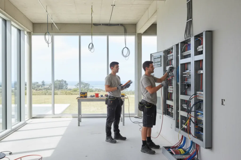 Outdoor Lighting Solutions Kapiti 10 Electrician Kapiti team performing electrical system maintenance for Outdoor Lighting Solutions Kapiti commercial project on the Kapiti Coast