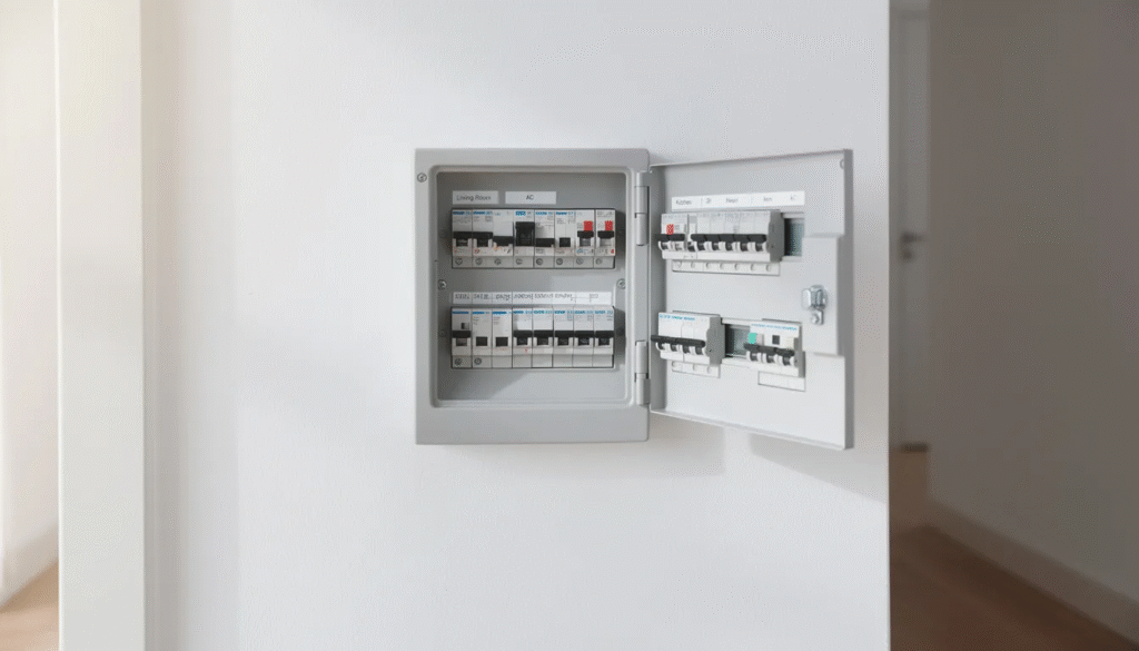 Modern electrical switchboard installed in a Kapiti home, illustrating cost to replace switchboard Kapiti for homeowners and small businesses