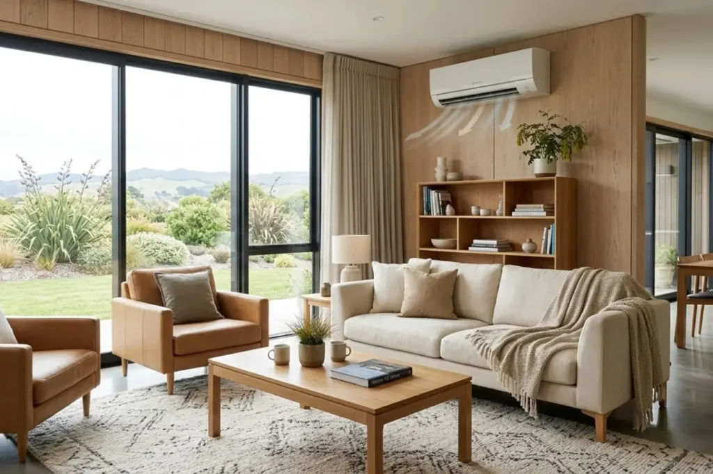 Professional installation of a heat pump unit by the expert team at Electrician Kapiti for a home in Paraparaumu.