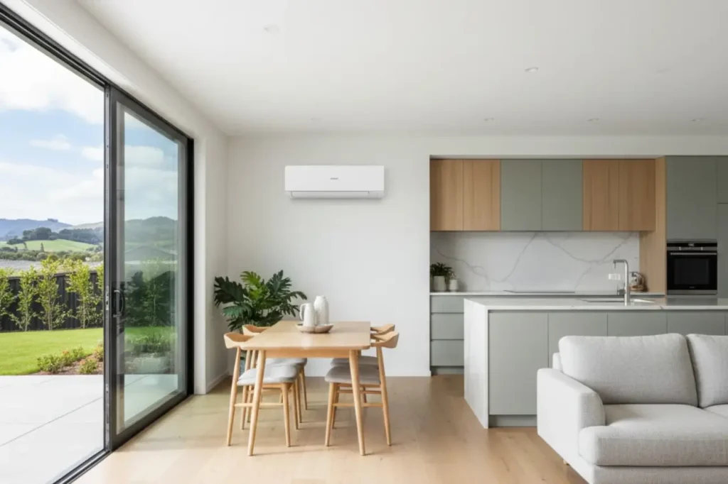 Expertly installed outdoor heat pump unit in Paraparaumu provided by Electrician Kapiti.