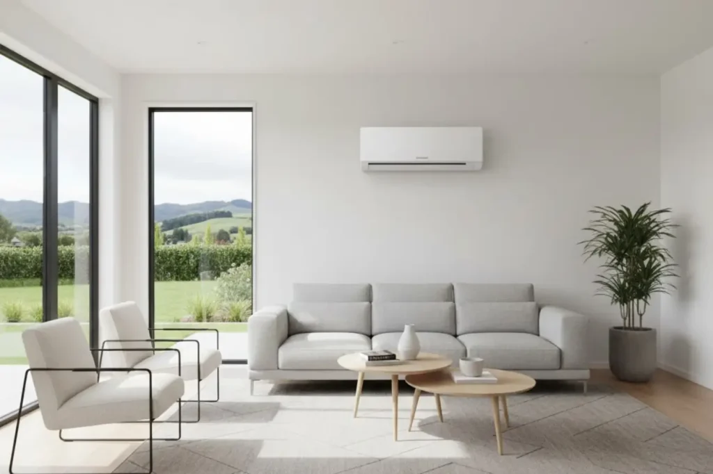 Certified technician from Electrician Kapiti performing a high-quality heat pump installation in a Paraparaumu home.